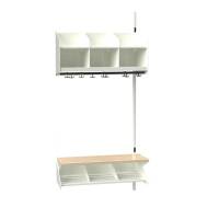 BST garderobe påbygningssektion model C 3 pladser 900mm hvid