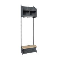 BST garderobe startsektion model D med 2 pladser 600mm m&oslash;rk gr&aring;