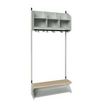BST garderobe startsektion model D med 3 pladser 900mm lys grå