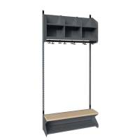 BST garderobe startsektion model D med 3 pladser 900mm mørk grå