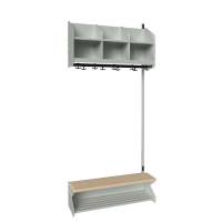 BST garderobe påbygningssektion model D med 3 pladser 900mm lys grå