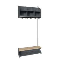 BST garderobe p&aring;bygningssektion model D med 3 pladser 900mm m&oslash;rk gr&aring;