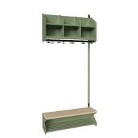 BST garderobe p&aring;bygningssektion model D med 3 pladser 900mm gr&oslash;n