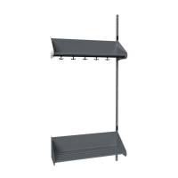 BST garderobe påbygningssektion model F med 3 pladser 900mm mørk grå