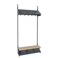 BST garderobe startsektion model G med 3 pladser 900mm mørk grå