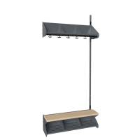 BST garderobe p&aring;bygningssektion model G med 3 pladser 900mm m&oslash;rk gr&aring;