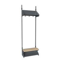 BST garderobe startsektion model H med 2 pladser 600mm m&oslash;rk gr&aring;
