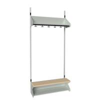 BST garderobe startsektion model H med 3 pladser 900mm lys grå