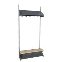 BST garderobe startsektion model H med 3 pladser 900mm m&oslash;rk gr&aring;