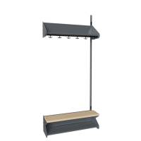 BST garderobe påbygningssektion model H med 3 pladser 900mm mørk grå