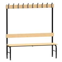 Enkeltsidet garderobestativ i lakeret fyr med sort stel, 150cm