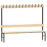 Enkeltsidet garderobestativ i birk laminat med sort stel, 200cm