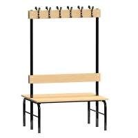 Garderobe bænkstativ dobbeltsidet 1000mm lakeret fyr