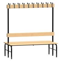 Garderobe bænkstativ dobbeltsidet 1500mm lakeret fyr
