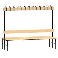 Garderobe bænkstativ dobbeltsidet 2000mm lakeret fyr