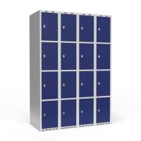 Garderobeskab til hængelås og lige tag 4x300mm blå dør