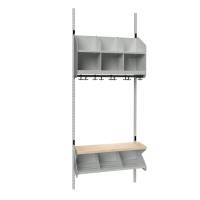 BST garderobe startsektion model C med 3 pladser 750mm lys grå