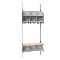 BST garderobe startsektion model C med 3 pladser 750mm lys gr&aring;