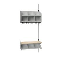 BST garderobe p&aring;bygningssektion model C 3 pladser 750mm lys gr&aring;