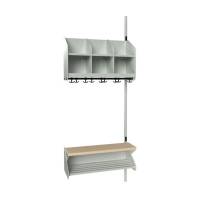 BST garderobe p&aring;bygningssektion model D med 3 pladser 750mm lys gr&aring;