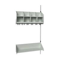 BST garderobe påbygningssektion model B med 4 pladser 1000mm lys grå