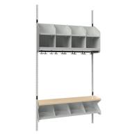 BST garderobe startsektion model C med 4 pladser 1000mm lys gr&aring;