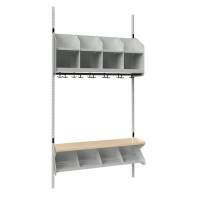 BST garderobe startsektion model C med 4 pladser 1000mm lys gr&aring;