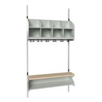 BST garderobe startsektion model D med 4 pladser 1000mm lys grå
