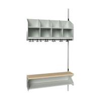 BST garderobe påbygningssektion model D med 4 pladser 1000mm lys grå