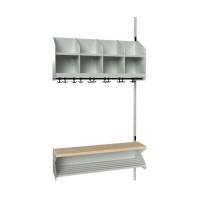 BST garderobe p&aring;bygningssektion model D med 4 pladser 1000mm lys gr&aring;