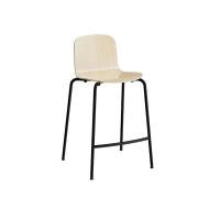 Barstol Add med birk laminat s&aelig;de, fodst&oslash;tte og sort stel