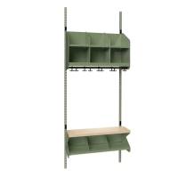 BST garderobe startsektion model C med 3 pladser 750mm gr&oslash;n