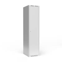 Garderobeskab med lige tag og cylinderlås 1x400mm lys grå dør