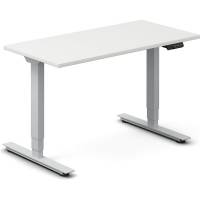 Office hæve-sænkebord 120x60cm hvid med sølv stel