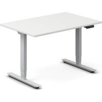 Office hæve-sænkebord 120x80cm hvid med sølv stel