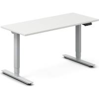 Office h&aelig;ve-s&aelig;nkebord 140x60cm hvid med s&oslash;lv stel