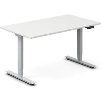 Office hæve-sænkebord 140x80cm hvid med sølv stel
