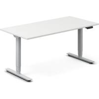 Office h&aelig;ve-s&aelig;nkebord 160x80cm hvid med s&oslash;lv stel