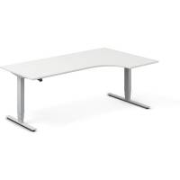 Office hæve-sænkebord 200x120cm i hvid med alugråt stel højrevendt