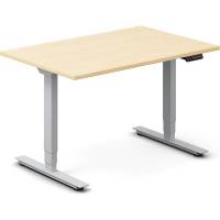 Office h&aelig;ve-s&aelig;nkebord 120x80cm i birk med s&oslash;lv stel
