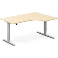 Office h&aelig;ve-s&aelig;nkebord 160x120cm i birk med alugr&aring;t stel h&oslash;jrevendt
