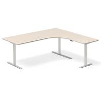 Office hæve-sænkebord 200x180cm i birk med alugråt stel højrevendt