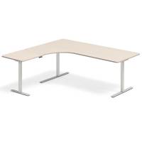 Office hæve-sænkebord 200x180cm i birk med alugråt stel venstrevendt
