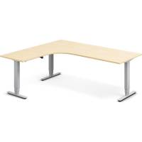 Office hæve-sænkebord 200x180cm i birk med alugråt stel venstrevendt