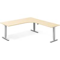 Office hæve-sænkebord 200x220cm i birk med alugråt stel højrevendt