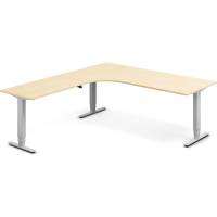 Office hæve-sænkebord 200x220cm i birk med alugråt stel venstrevendt