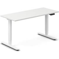 Office hæve-sænkebord 140x60cm hvid med hvidt stel