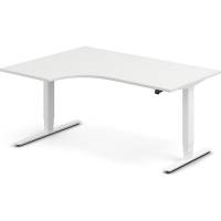 Office hæve-sænkebord 160x120cm i hvid med hvidt stel venstrevendt