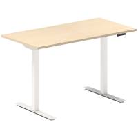 Office hæve-sænkebord 120x60cm i birk med hvidt stel