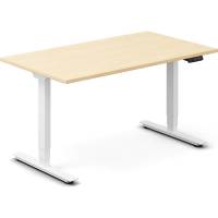 Office hæve-sænkebord 140x80cm i birk med hvidt stel